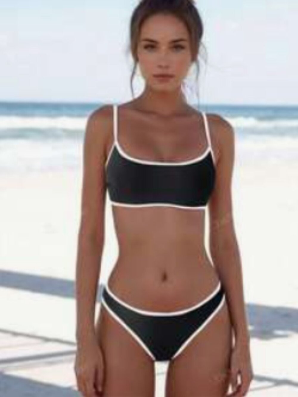 SHEIN Black White Contrast Trim Bikini Set Size L